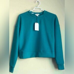 Blue Cropped Boxy Long Sleeve Sweatshirt